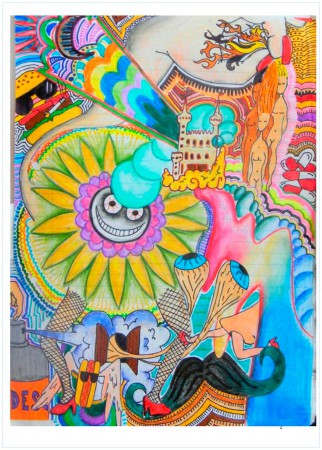 "Mi Día", técnica mixta, 0,20x 0,30